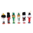 6Pcs 12cm Handpainted Wooden Nutcracker Figurines Nut Cracker Dolls Christmas Ornaments Home Table Standing Decoration Collectibles Gifts