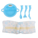Real Life Baby Dolls Vinyl Silicone Newborn Doll with Clothes Tableware Baby Diaper Accessories Movie Props Orange