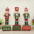 32CM Xmas Wooden Drummer Nutcracker Beat Drum with Music Wind Up Music Box Toy Christmas Party Ornament