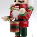32CM Xmas Wooden Drummer Nutcracker Beat Drum with Music Wind Up Music Box Toy Christmas Party Ornament