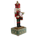 32CM Xmas Wooden Drummer Nutcracker Beat Drum with Music Wind Up Music Box Toy Christmas Party Ornament