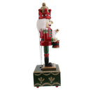 32CM Xmas Wooden Drummer Nutcracker Beat Drum with Music Wind Up Music Box Toy Christmas Party Ornament