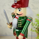 32CM Wooden Christmas Nutcracker Soldier Square Base Music Box Wind Up Toy Xmas Decor Ornament