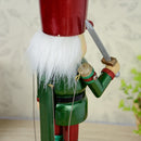 32CM Wooden Christmas Nutcracker Soldier Square Base Music Box Wind Up Toy Xmas Decor Ornament