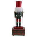 32CM Wooden Christmas Nutcracker Soldier Square Base Music Box Wind Up Toy Xmas Decor Ornament