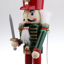 32CM Wooden Christmas Nutcracker Soldier Square Base Music Box Wind Up Toy Xmas Decor Ornament