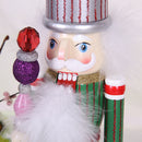 38CM Wooden Hand Painted Striped Soldier Nutcracker W/Sceptre Walnut Puppet Statue Xmas Gifts Home Decoration Green