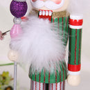 38CM Wooden Hand Painted Striped Soldier Nutcracker W/Sceptre Walnut Puppet Statue Xmas Gifts Home Decoration Green