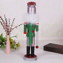 38CM Wooden Hand Painted Striped Soldier Nutcracker W/Sceptre Walnut Puppet Statue Xmas Gifts Home Decoration Green