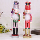 38CM Christmas Hand Painted Wood Soldier Nutcracker W/Sceptre Action Figure Xmas Decor Ornament Gift Red