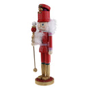38CM Christmas Hand Painted Wood Soldier Nutcracker W/Sceptre Action Figure Xmas Decor Ornament Gift Red