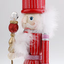 38CM Christmas Hand Painted Wood Soldier Nutcracker W/Sceptre Action Figure Xmas Decor Ornament Gift Red