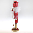 38CM Christmas Hand Painted Wood Soldier Nutcracker W/Sceptre Action Figure Xmas Decor Ornament Gift Red