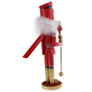 38CM Christmas Hand Painted Wood Soldier Nutcracker W/Sceptre Action Figure Xmas Decor Ornament Gift Red