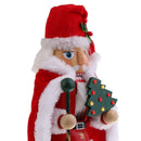 36CM Wooden Hand Painted Santa Clause with Gifts & Crutch Nutcracker Walnut Puppet Christmas Decor Ornament Toy Gift