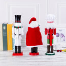 36CM Wooden Hand Painted Santa Clause with Gifts & Crutch Nutcracker Walnut Puppet Christmas Decor Ornament Toy Gift