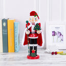 36CM Wooden Hand Painted Santa Clause with Gifts & Crutch Nutcracker Walnut Puppet Christmas Decor Ornament Toy Gift