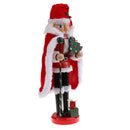 36CM Wooden Hand Painted Santa Clause with Gifts & Crutch Nutcracker Walnut Puppet Christmas Decor Ornament Toy Gift