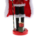 36CM Wooden Hand Painted Santa Clause with Gifts & Crutch Nutcracker Walnut Puppet Christmas Decor Ornament Toy Gift