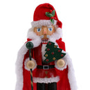 36CM Wooden Hand Painted Santa Clause with Gifts & Crutch Nutcracker Walnut Puppet Christmas Decor Ornament Toy Gift