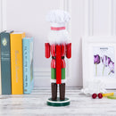 Exquisite Christmas Hand Painted Wood Nutcracker Cook w/Tray Walnut Puppet Xmas Holiday Decorative 36cm