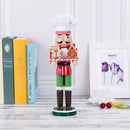 Exquisite Christmas Hand Painted Wood Nutcracker Cook w/Tray Walnut Puppet Xmas Holiday Decorative 36cm