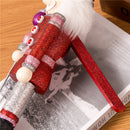 38CM Wooden Hand Painted Glitter Nutcracker w/Sceptre Walnut Puppet Statue Xmas Decorative Ornament Red