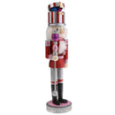 38CM Wooden Hand Painted Glitter Nutcracker w/Sceptre Walnut Puppet Statue Xmas Decorative Ornament Red