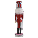 38CM Wooden Hand Painted Glitter Nutcracker w/Sceptre Walnut Puppet Statue Xmas Decorative Ornament Red