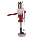 38CM Wooden Hand Painted Glitter Nutcracker w/Sceptre Walnut Puppet Statue Xmas Decorative Ornament Red