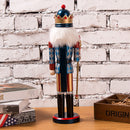 38CM Wooden Glitter Nutcracker Walnut Puppet Christmas Ornament Gift Home Decorative King With Sceptre