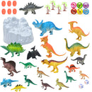 34Pcs Plastic Jurassic Dinosaurs Tree Rockery Chessman Dice Checkerboard Model Figure Figurine Toys Kids Educational Toys Gifts