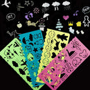 4Pcs Art Graphics Symbols Cartoon Drawing Template Rulers Students Painting Supplies Children Kids Drafting Stencil Ruler Stationery
