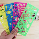 4Pcs Art Graphics Symbols Cartoon Drawing Template Rulers Students Painting Supplies Children Kids Drafting Stencil Ruler Stationery