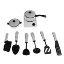 9-Piece White Plastic Kitchen Pretend Play Set for Kids - Pot, Pans, and Cooking Utensils