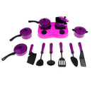 12-Piece Purple Plastic Kitchen Pretend Play Set for Kids - Pot, Pans, and Cooking Utensils