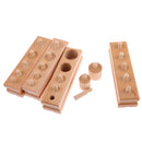 Montessori Wooden Cylinder Socket Blocks Early Learning Educational Baby Plugging Toy Senses Developmental