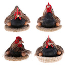 Chicken Hen Hatching Eggs on Nest Animal Figurine Model Home Farm Decoration Kids Play Toys Gifts Large