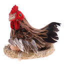 Animated Chicken Hen Hatching Eggs on Nest Animal Figurine Model Home Farm Decoration Kids Play Toys Gifts S