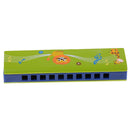 Cartoon Wood 10 Holes Animal Harmonica Mouth Organ Instrument Children Music Toy Green