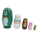 5pcs Wooden Russian Nesting Dolls Cartoon Matryoshka Babushka Stacking Nested Dolls Kids Toys Birthday Christmas Gifts Home Decoration Hand Painted Animal Doll