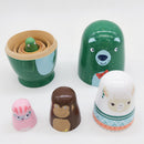 5pcs Wooden Russian Nesting Dolls Cartoon Matryoshka Babushka Stacking Nested Dolls Kids Toys Birthday Christmas Gifts Home Decoration Hand Painted Animal Doll