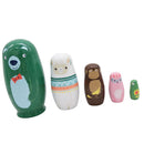 5pcs Wooden Russian Nesting Dolls Cartoon Matryoshka Babushka Stacking Nested Dolls Kids Toys Birthday Christmas Gifts Home Decoration Hand Painted Animal Doll
