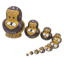 10pcs Wooden Russian Nesting Dolls Cartoon Matryoshka Babushka Stacking Nested Dolls Kids Toys Birthday Christmas Gifts Home Decoration Hand Painted Lions Doll