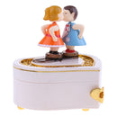 Romantic Heart Shape Kissing Doll Music Box Mechanical Wind Up Toy Xmas Gift for Girl Desktop Ornament