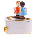 Romantic Heart Shape Kissing Doll Music Box Mechanical Wind Up Toy Xmas Gift for Girl Desktop Ornament