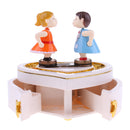 Romantic Heart Shape Kissing Doll Music Box Mechanical Wind Up Toy Xmas Gift for Girl Desktop Ornament