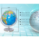 25cm Metal Base 720 Degree Rotating Geographical World Earth Map Globe Home Ornament Blue