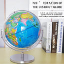 25cm Metal Base 720 Degree Rotating Geographical World Earth Map Globe Home Ornament Blue
