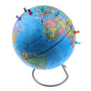 10'' Magnetic World Globe with Magnetic Pins - Earth Ocean Map Geography Antique Decorative in Style - Kids Educational Learning Toy Children